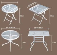 Ensemble de table de balcon compact avec plateau en verre blanc, table à thé pliante, 2 chaises, mobilier de bistrot extérieur pour café, jardin, cour