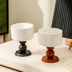 IStapromo Gifts Gobelet en céramique vintage, Coupe à glace française, Bol à pudding et dessert, Porte-bougie en bois pour la maison - Product Image 3