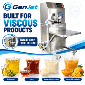 Machine de remplissage et de bouchage GenJet à tête unique pour emballage Bag-in-Box de jus, vin, liquides à base d'œufs, pulpe de fruits et huile de cuisson - Product Image 1