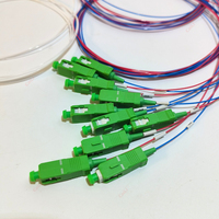 10 Buah/Lot 10/90 20/80 30/70 40/60 50/50 35/65 25/75 15/85 Pemisah Serat Mode Tunggal 1X2 FBT Konektor SC/APC FTTH Serat Optik