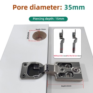 <b>Slim</b> 35mm Cup Hydraulic Soft Close Hinges 90 Opening Angle Cold Rolled Steel for Modern Bathroom Kitchen <b>Cabinets</b> Closet Doors - Product Image 4