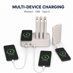 Station <span class=keywords><strong>de</strong></span> recharge <span class=keywords><strong>de</strong></span> <span class=keywords><strong>batterie</strong></span> externe partagée à charge rapide sans fil 22,5 W USB-A et 20 W Type-C - Product Image 2