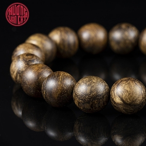 Supply Malay Agarwood <b>Bracelet</b> 12mm Round Beads with Deep Tone and Clean Texture Jewelry Good Price - Product Image 2