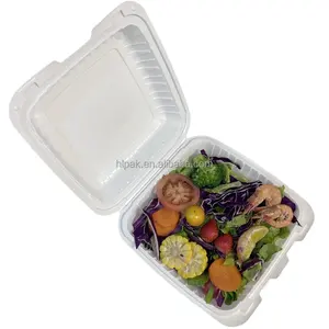 Restaurant individuelles Logo einweg-recycling-Kunststoffbehälter für Speisen zum Mitnehmen MFPP weiß geklickt Versiegelung Clamshell Essensbox