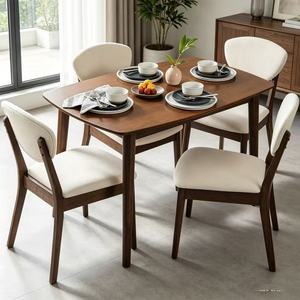Offre Spéciale : Ensemble <span class=keywords><strong>de</strong></span> <span class=keywords><strong>Salle</strong></span> <span class=keywords><strong>à</strong></span> <span class=keywords><strong>Manger</strong></span> Compact 5 Pièces en Bois Style Mid-Century Modern avec <span class=keywords><strong>4</strong></span> <span class=keywords><strong>Chaises</strong></span>, Assise et Dossier Rembourrés – Le Meilleur Choix - Product Image 1