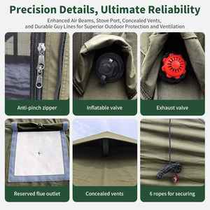 YOLO 12 Square Meter Green Oxford Cloth Double Door Double <b>Small</b> Window Waterproof UV-Resistant Portable Easy Setup One Bedroom - Product Image 5