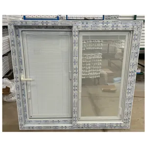이중 창 슬라이딩 유리 PVC 창 내부 블라인드가있는 UPVC 비닐 슬라이딩 창