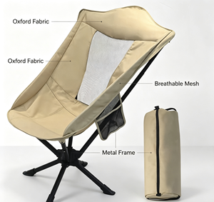 Chaise de camping pliable ultralégère à dossier haut, portable, pour l'extérieur, 360 °   Chaise pivotante pour cadeaux de fête, randonnée en plein air, voyage, plage - Product Image 2