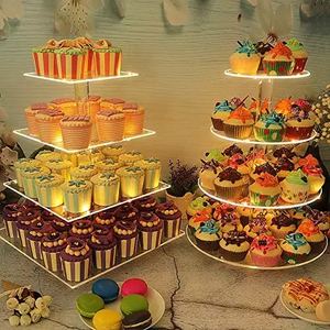 Party <strong>Suppliers</strong> China Factory Custom <strong>Cupcake</strong> <strong>Stand</strong> Dessert Tree Tower Acrylic <strong>Cupcake</strong> Display Tower <strong>With</strong> <strong>LED</strong> <strong>String</strong> - Product Image 3