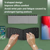 Clavier BT portable pliable en forme de V ergonomique-Clavier de conception sans fil ultra-mince rechargeable