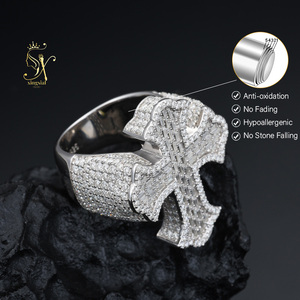 Xingsial joyería de lujo VVS D Color Ice Out anillo personalizado 925 plata esterlina Moissanite Cruz anillo Hip Hop anillo de diamantes - Product Image 4