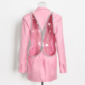 Blazer único de moda para mujer de manga larga Casual sin espalda Sexy Night Club Party chaquetas y abrigos para mujer <span class=keywords><strong>Blazers</strong></span> señoras mujeres - Product Image 2