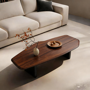 <span class=keywords><strong>Tavolino</strong></span> da Caffè in Legno Massello <span class=keywords><strong>Nero</strong></span> Wabi-Sabi, Design Minimalista Italiano, Tavolo Basso Irregolare di Design, Arredamento Portatile per Soggiorno Piccolo - Product Image 2