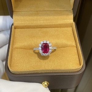 Mới đến Hight chất lượng 9K/14k/18K vàng Nhẫn đính hôn 18K phòng thí nghiệm phát triển <span class=keywords><strong>Ruby</strong></span> Vòng 1.7ct cổ điển Halo Vòng cho quà tặng - Product Image 6