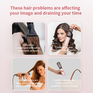 مشط تمليس الشعر وفرشاة مجفف ومكثف للشعر أيوني لاسلكي محمول دوار 3 في 1 - Product Image 5