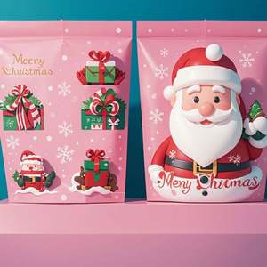 Custom Christmas Mylar Cookie <b>Bag</b> with Fashion Zipper Window Stand Pouch Food Packaging for Sushi and Jelly Moisture Proof - Product Image 4