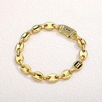 Collier en acier inoxydable 9 mm motif grain de café, incrusté de zircone cubique, style Hip Hop, étanche et anti-décoloration, vente en gros