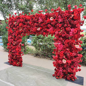 Dkb 2024 אדום אלגנטי רקע עיצוב חדש תמיכה מסגרת מגולגל את קשת פרח רקע קישוטי לחתונה - Product Image 2