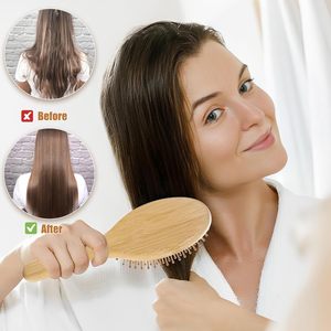 Wholesale <strong>Customizable</strong> Logo Massage <strong>Comb</strong> Natural Self-Cleaning Bamboo Paddle Hairbrush Wooden <strong>Comb</strong> - Product Image 6