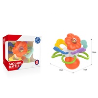 Jouets de dentition pour nouveau-nés, jouets sensoriels pour bébés en forme de fleur de dessin animé, jouets éducatifs Montessori, ensemble de hochets de dentition originaux, en plastique souple