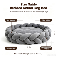 Coussin de couchage confortable en tricot tressé doux pour chiens et chats, tissé à la main, tailles XL, L, M, S, vente en gros, OEM, ODM