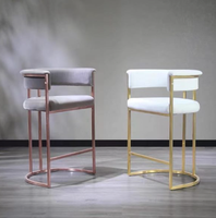 Chaises de bar moderne pour café restaurant, comptoir haut décontracté, accoudoirs rembourrés en métal, fer plastique pour les repas en plein air dans les hôtels.