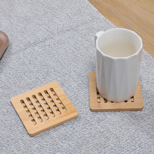 Posavasos Cuadrado de Bambú, Aislante del Calor, Duradero, Color Natural, para Tazas de Café, Uso Doméstico - Product Image 3
