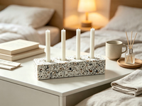 Porte-bougie artisanal en marbre naturel et fer, disponible en version simple ou en ensemble, pour la décoration de table à la maison, à l'hôtel - Anniversaire, mariage, Noël