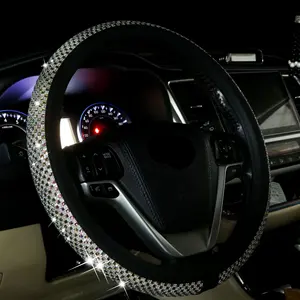 Luxury Universal Steering Wheel Cover With New Type Popular PU Leather Bling Rhinestone Customized