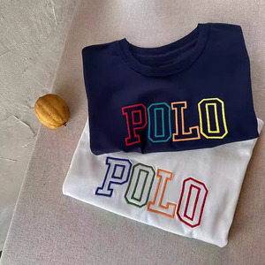 T-shirt casual in cotone a maniche corte per bambini, nuova collezione estiva, top alla moda con lettere ricamate per maschietti e femminucce, maglietta sottile per neonati - Product Image 4