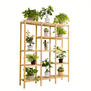 Organizador de almacenamiento de bambú, 100x70cm, cinco capas, tipo vertical para maceta, sala de estar, estilo minimalista - Product Image 1