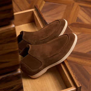 Bottines Chelsea en daim de mouton véritable pour homme, style britannique décontracté, polyvalentes, à tige haute, rétro - Product Image 4