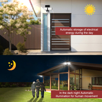Lampu Sorot LED Tenaga Surya Sensor Gerak Luar Ruangan Vietnam Production Factory, Lampu Dinding Tenaga Surya Kepala Ganda 900-1100lm 6000K