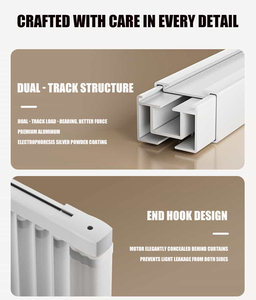 Riel de Cortina Telescópico Extensible de Aluminio con Diseño <span class=keywords><strong>Moderno</strong></span> y Forma Alargada para Uso Doméstico - Montaje en Techo, Funcionamiento Silencioso - Product Image 5