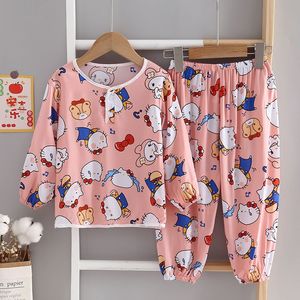 Nuovi <span class=keywords><strong>Pigiami</strong></span> Estivi in Cotone e Seta per Bambini, Set di Abbigliamento Casual con Motivi Cartoon per Ragazzi e Ragazze - Product Image 5