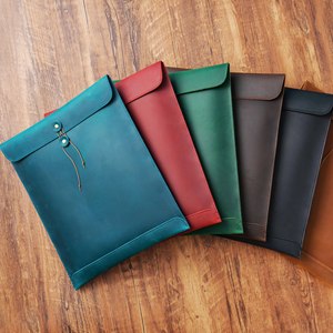 OEM ODMヴィンテージクレイジーホースレザーポートフォリオバッグサイズリアル牛革レザーパドフォリオバッグレザーファイル収納バッグファイルポケット - Product Image 4