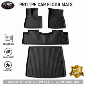 แผ่นรองพื้น TPE สำหรับรถยนต์ BYD-Seal U (Song PLUS DMI)-พวงมาลัยซ้าย-DM-i-5S_2024 ชุดเต็ม + แผ่นรองท้ายรถ เกรดอาหาร ขอบยก 3 มิติ เป็นมิตรกับสิ่งแวดล้อม ไร้กลิ่น - Product Image 1