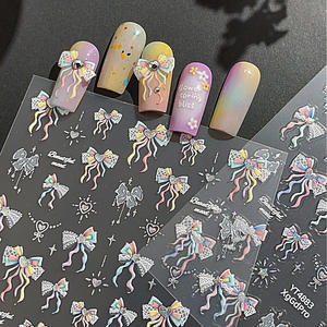 Mignon Étincelant Doux Décoratif Starlight <span class=keywords><strong>Film</strong></span> Arc Coloré <span class=keywords><strong>Amour</strong></span> Doux Sirène Queue Shell Lumière Gelée Fleur Nail Stickers - Product Image 3