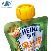 Pochettes souples personnalisées en forme de champignon avec bec verseur pour jus et purée – Sachets plastiques verticaux pour liquides