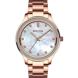 <strong>XXCOM</strong> Branded Business Quartz <strong>Watch</strong> Stainless Steel Black Mother Pearl Dial Diamond Customizable Ceramic Leather Band 20mm Width - Product Image 5