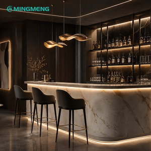 บาร์สั่งทำทันสมัยสำหรับคลับเชิงพาณิชย์ ร้านกาแฟในร่ม ดีไซน์เคาน์เตอร์ทันสมัย ท็อปหินอ่อนคุณภาพดี เหมาะสำหรับใช้ในโรงแรม - Product Image 4