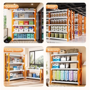 Étagère de présentation industrielle en acier de moyenne capacité orange et blanche avec étagères réglables pour le stockage en entrepôt - Product Image 6