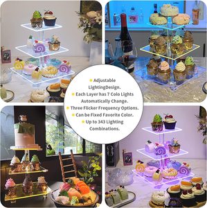 Artful Cosmos Az-008 3-Tier Square Clear Acrylic Cupcake Stand with Base for Weddings Parties Baby <b>Showers</b> & Retail Use - Product Image 5