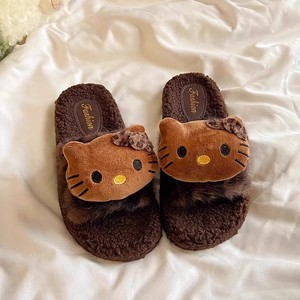 Pantuflas de <span class=keywords><strong>Mujer</strong></span> con Estampado de Leopardo y Guepardo, Diseño de Cabeza de Gato, Peludas, Redondas, Lindas, Antideslizantes, Inodoras y Cálidas para Interiores - Product Image 3
