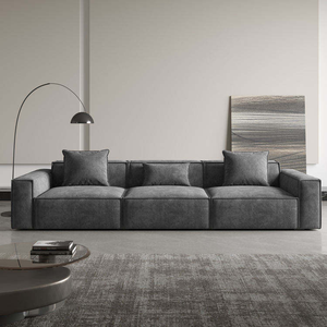 Ensemble de canapé modulaire en cuir véritable avec pieds en acier inoxydable rembourrés de mousse, design moderne pour salon, petit <span class=keywords><strong>appartement</strong></span> - Product Image 5