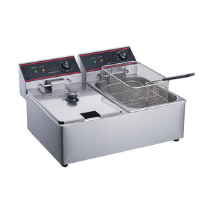 Friggitrice Elettrica Commerciale ad Alta Potenza in Acciaio Inox con Doppia Vasca 5000W Multifunzione per Patatine Fritte e Pollo - Product Image 1