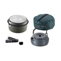 Pot de pique-nique portable de haute qualité, bouilloire 3 en 1, ensemble de cuisine de camping en aluminium, famille avec logo personnalisé