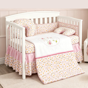 Set Biancheria da <span class=keywords><strong>Lettino</strong></span> Personalizzato 5 Pezzi 100% Cotone per Neonati, Set Letto per Bambini, Set per <span class=keywords><strong>Cameretta</strong></span> Bambini, Cartone Animato Rosa per Bambine - Product Image 1