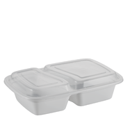 Boîte à bento jetable en plastique blanc à 1 2 3 compartiments pour la préparation et le stockage des repas avec couvercles