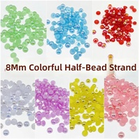 Perles semi-circulaires colorées de 8 mm, irisées, à dos plat, demi-perles pour la décoration de cadres DIY, embellissement à la colle crème, artisanat pour enfants